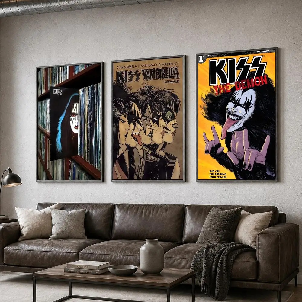 Band KISS Rock Music Classic Alternative Poster  PP Self Adhesive Home Garage Dorm Bar Wall Decor Aesthetic Retro Gift