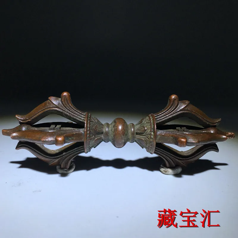 Antique Old Copperware CountrysideOld Collection Pure Copper Tibetan Five prong Vajra Dharma Pestle Esoteric Ritual Statue