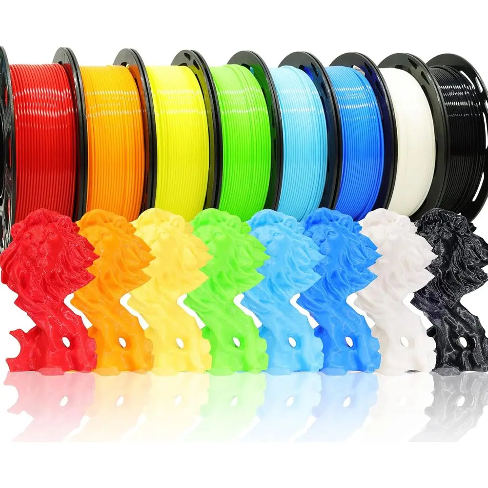 

Набор филаментов PLA 1,75 мм, 8 катушек: разные цвета, по 250 г каждая, совместимы с 3D-принтерами, общая масса 2 кг