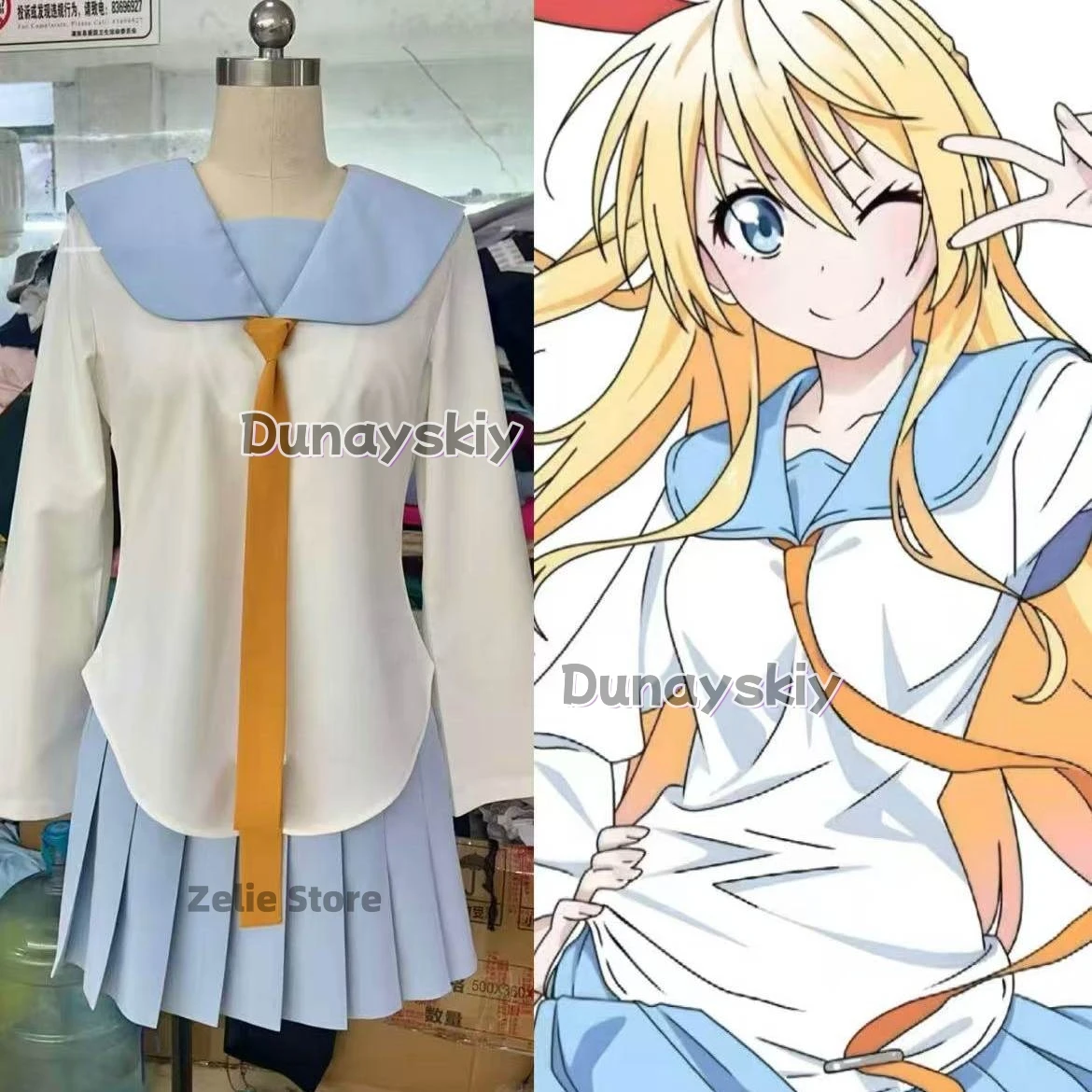 

Kirisaki Chitoge Cosplay Costume Anime Sailor Jk School Uniform Suit Daily Campus Women's Clothing Halloween Party Outfit