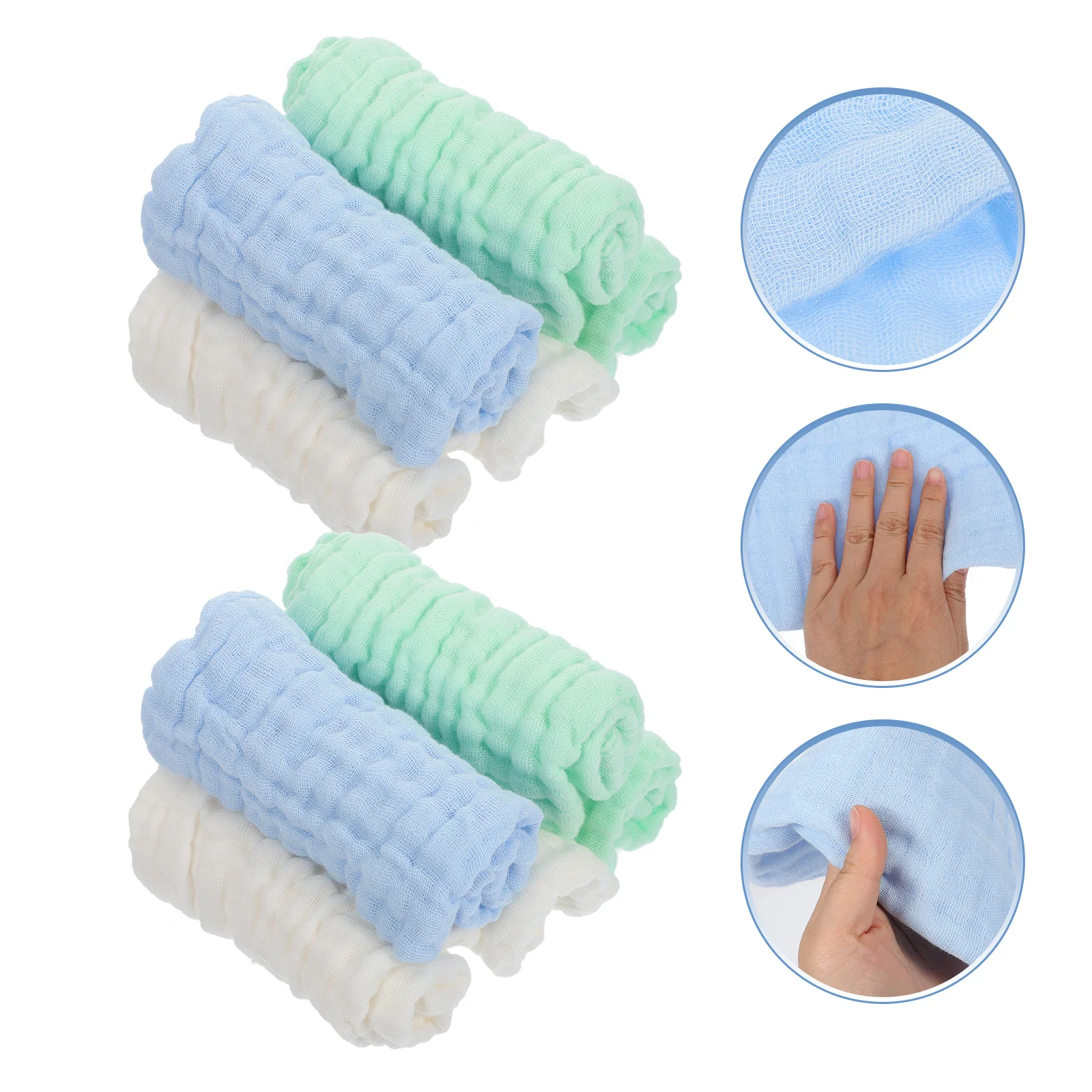 10 szt. Miękkich, delikatnych pieluszek muślinowych dla niemowląt, ręczniczek do ścierania śliny, pieluszki do odbijania dla noworodków i niemowląt, pieluszki muślinowe.