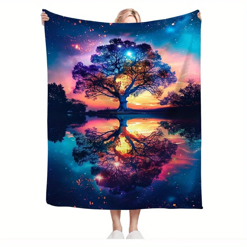 

Tree of LifeWool Blanket - Soft andComfortableFlannel for Starry Sky and Sunset, Perfect Gift for Sofa or Bed for Girls and Boys