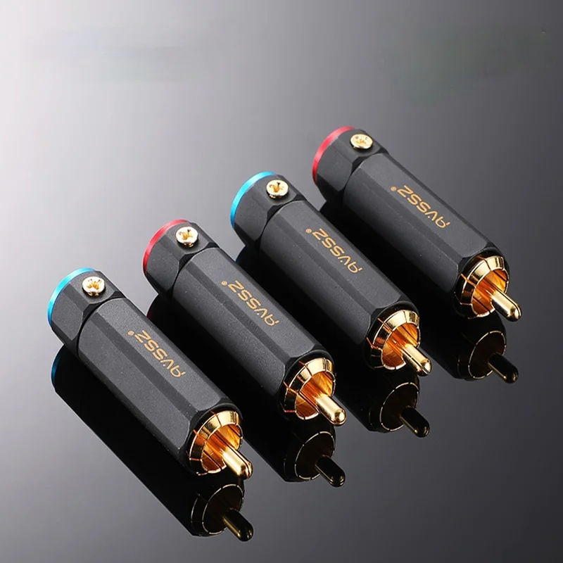 1Pcs lockable gold-plated RCA plug Budweiser BR-109 fever audio and video cable AV solder-free speaker amplifier HIFI