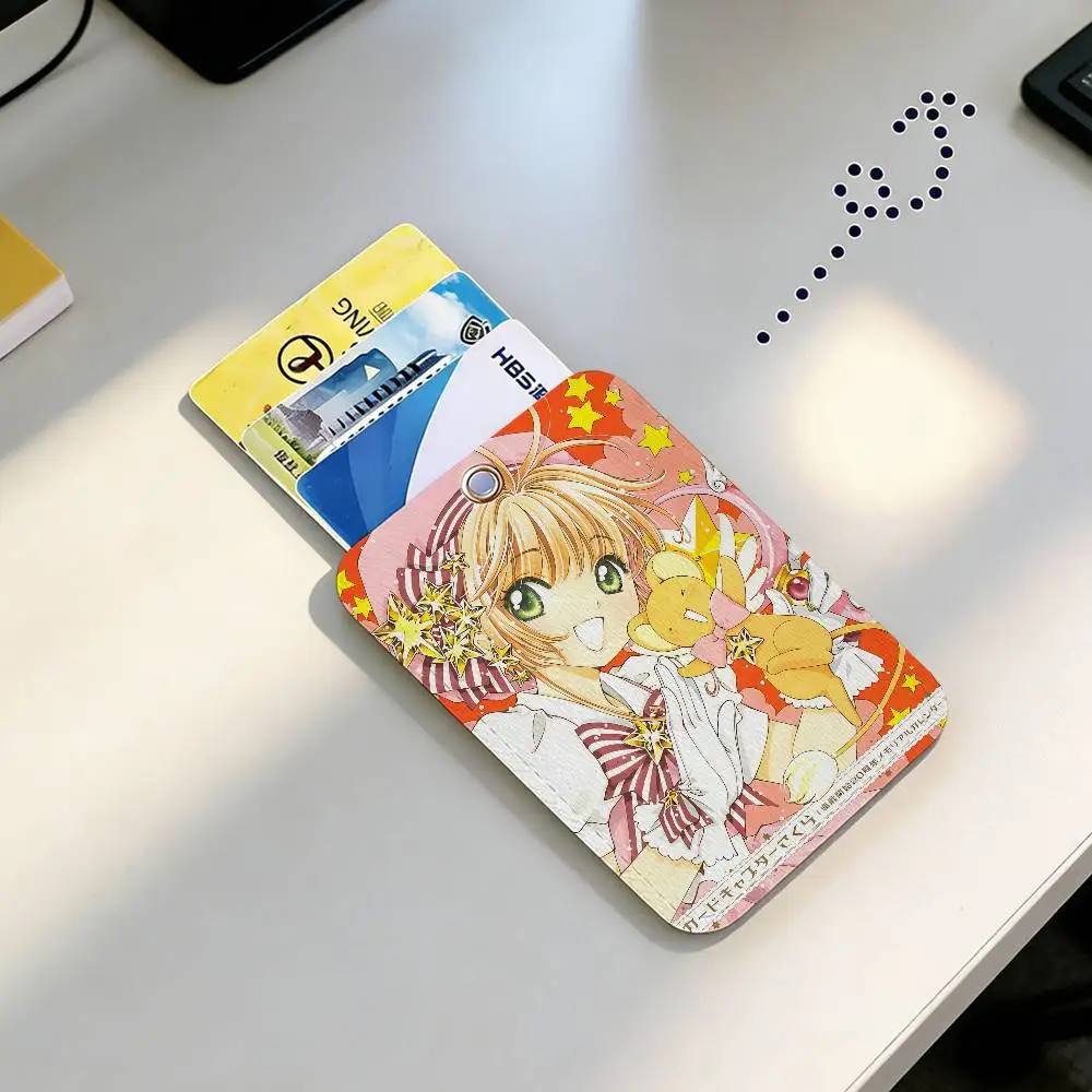 Cardcaptor Sakura Art Gift Crafts Home Decor  PU Soft Leather Rectangular Key Card Holder Elevator Protection card holder