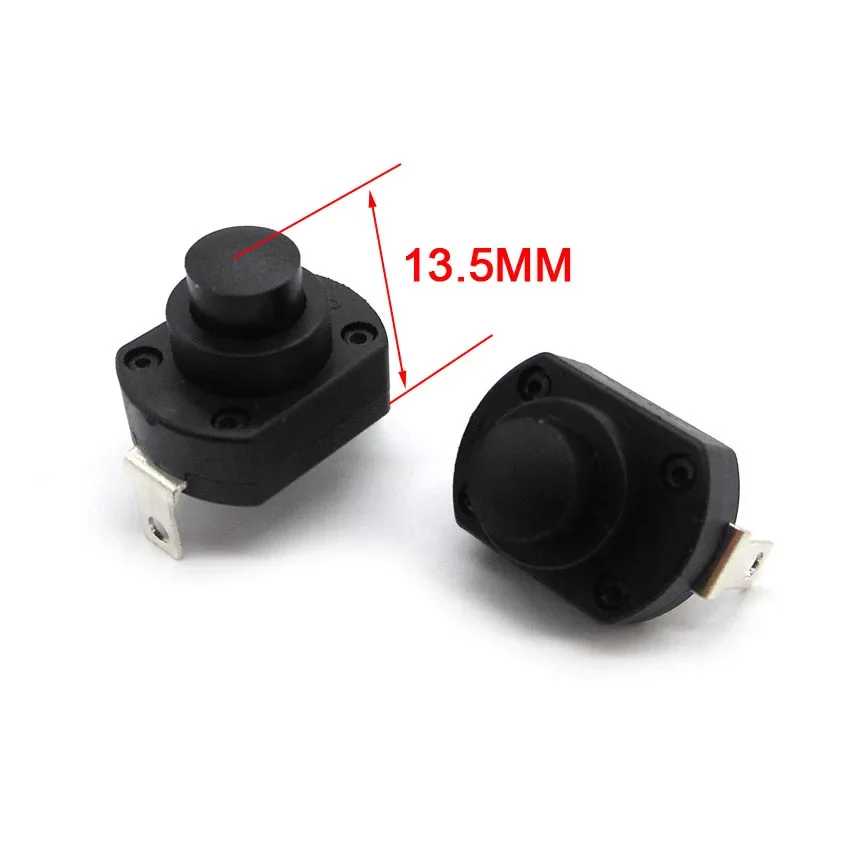 2PCS Self Lock 6A/10A 250V Flashlight Button Switch High Temperature Resistance Torch Spare Parts Switches 13.5mm 15.5mm 18.5mm