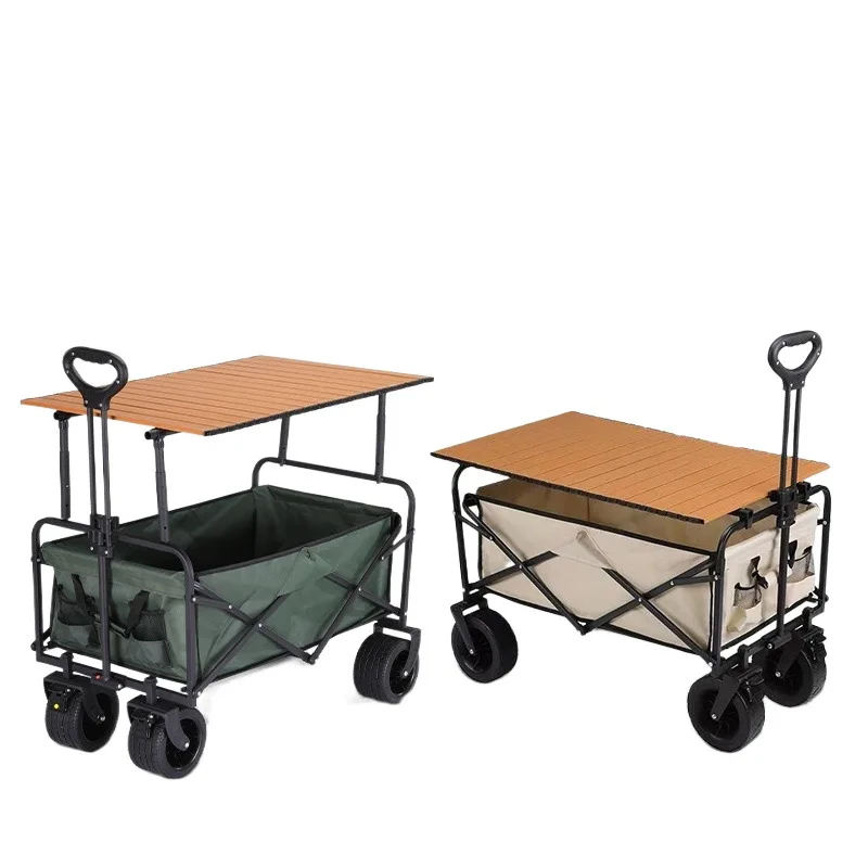 

New lift camping cart, foldable outdoor push, picnic cart
