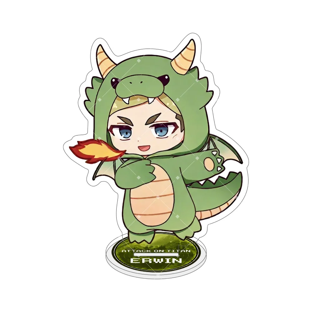 Anime Attack on Titan Acrylic Stand Figure Eren Mikasa Levi Armin Chibi Dinosaur Model Plate Desktop Decor Cosplay Gift Keychain