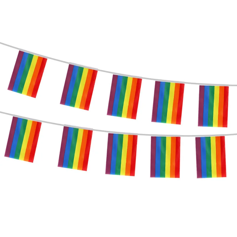 6-10M Rainbow Flag String of Flags Gay Pride Bisexual Lesbian Pansexual LGBT Party Decorations