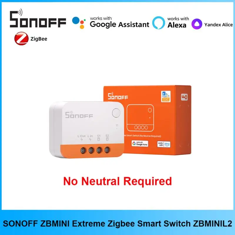 

SONOFF ZBMINI L2 Extreme ZigBee Smart Switch No Neutral Wire Required DIY Two-Way Control With Zigbee Hubs Bridge Alexa Google