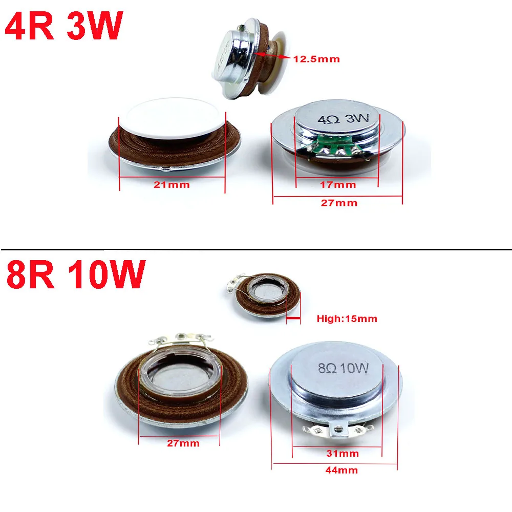 1PCS Audio Speakers 27mm 44mm  Resonance Vibration Mini Speaker 10W 8 ohms 3 W 4 ohms DIY For Home Theater