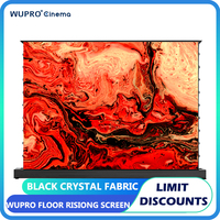 Wupro Electric Floor Rising Screen Black Crystal Fabric For UST Laser Projector 92-120inch Anti-Light ALR Home Ultra Thin Screen