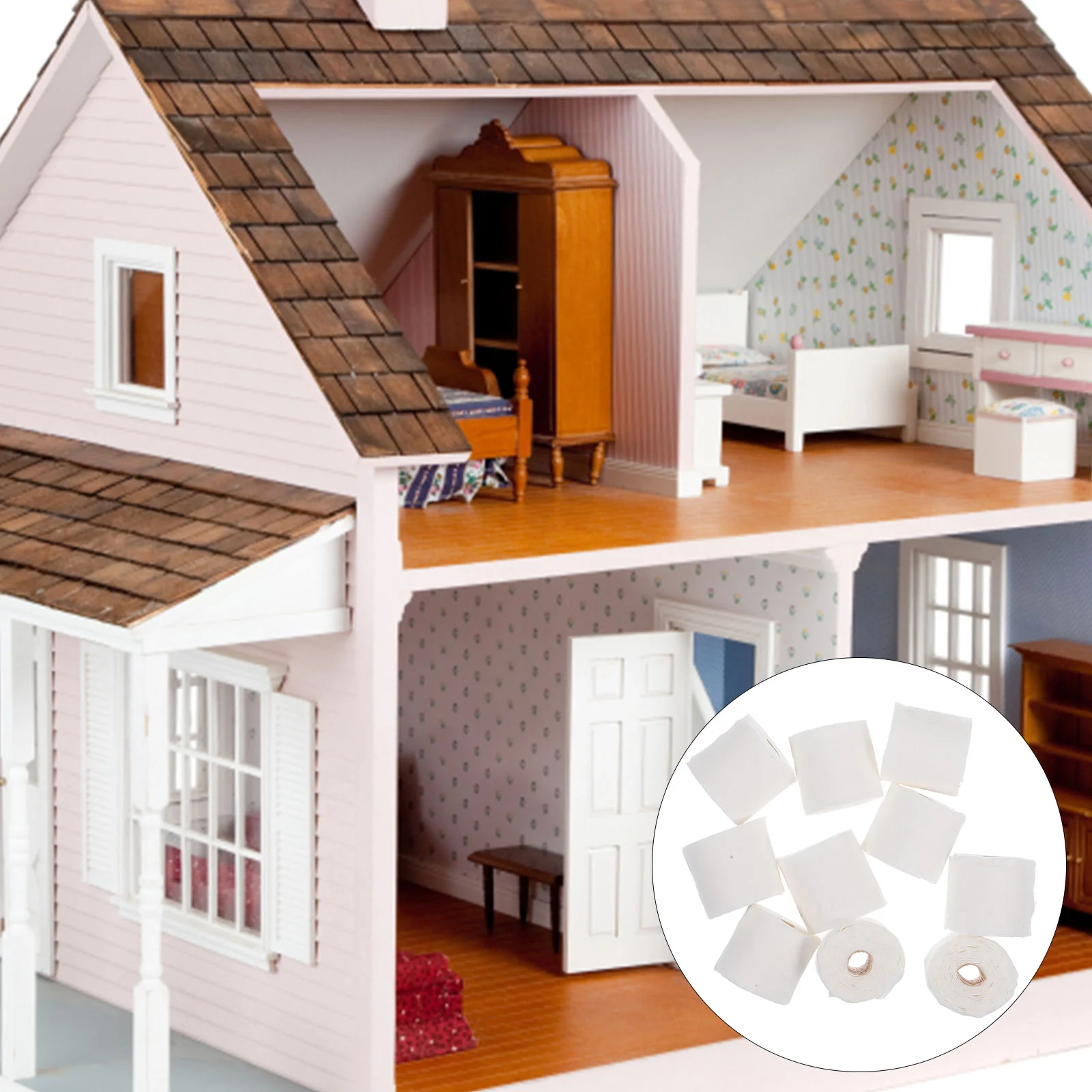 

10 Pcs Miniature Model Tube Paper Toy Dollhouse Furniture Napkin Plastic Tissue Decor Layout Bathroom Accessory