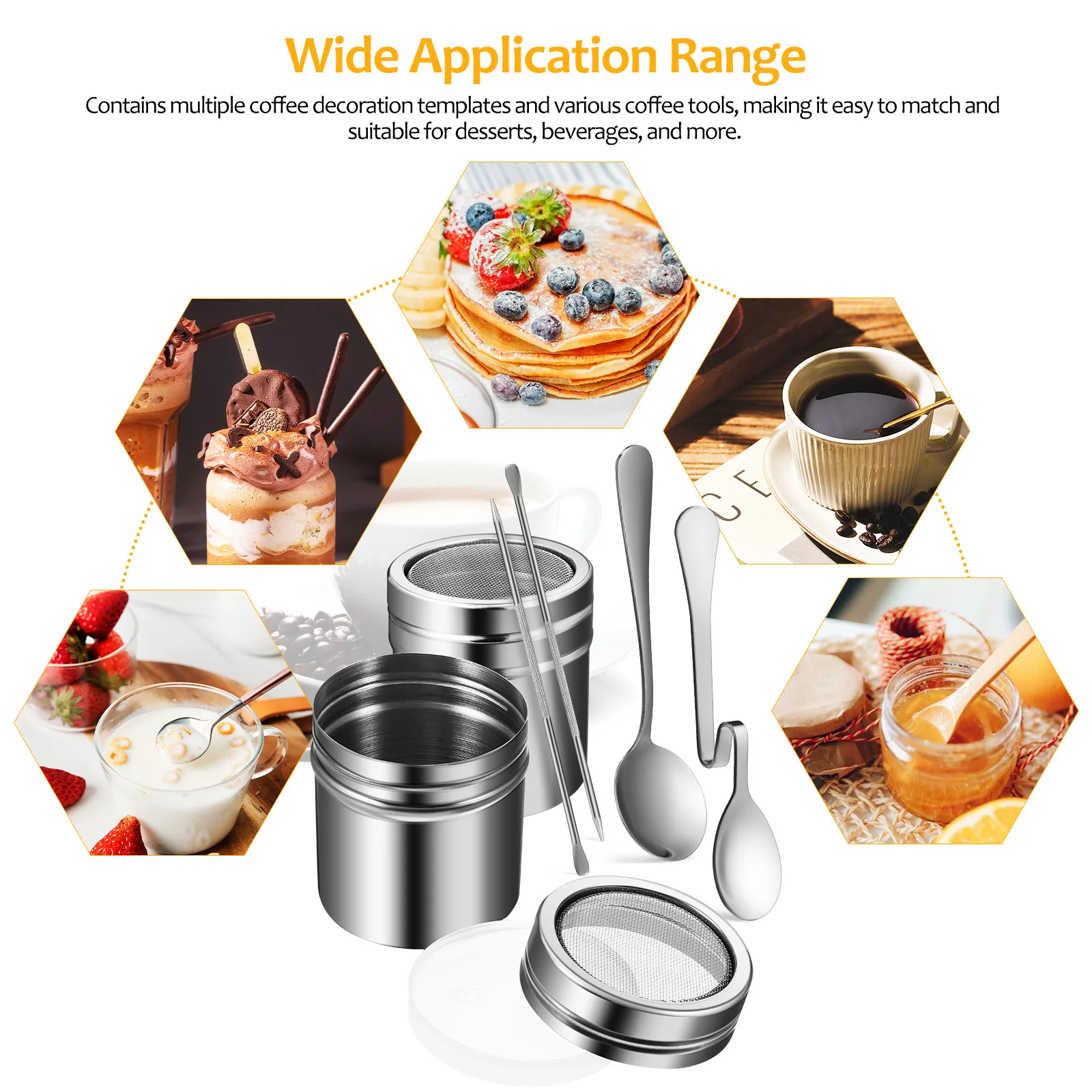 

Coffee Decoration Template Set Stencil Pen Stencils Latte Art Stainless Steel and 22 Piece for