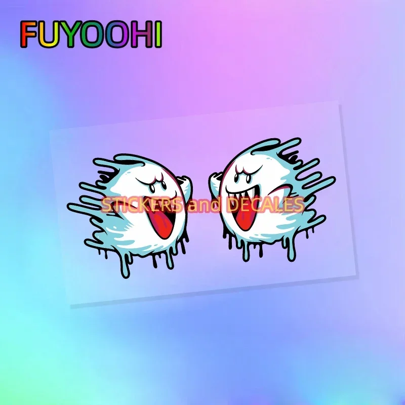 FUYOOHI ذوبان شبح اليسار واليمين دراجة نارية خوذة ملصقات موتوكروس الجسم المتسابق خزان الوقود الشارات سباق نافذة الديكور