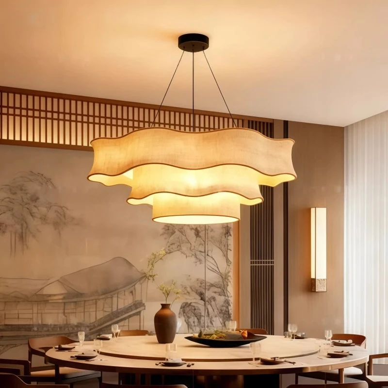 Chinese-Style Fabric LED Pendant Light for Home Decor New Design for Bedroom Dining Room Hotel Living