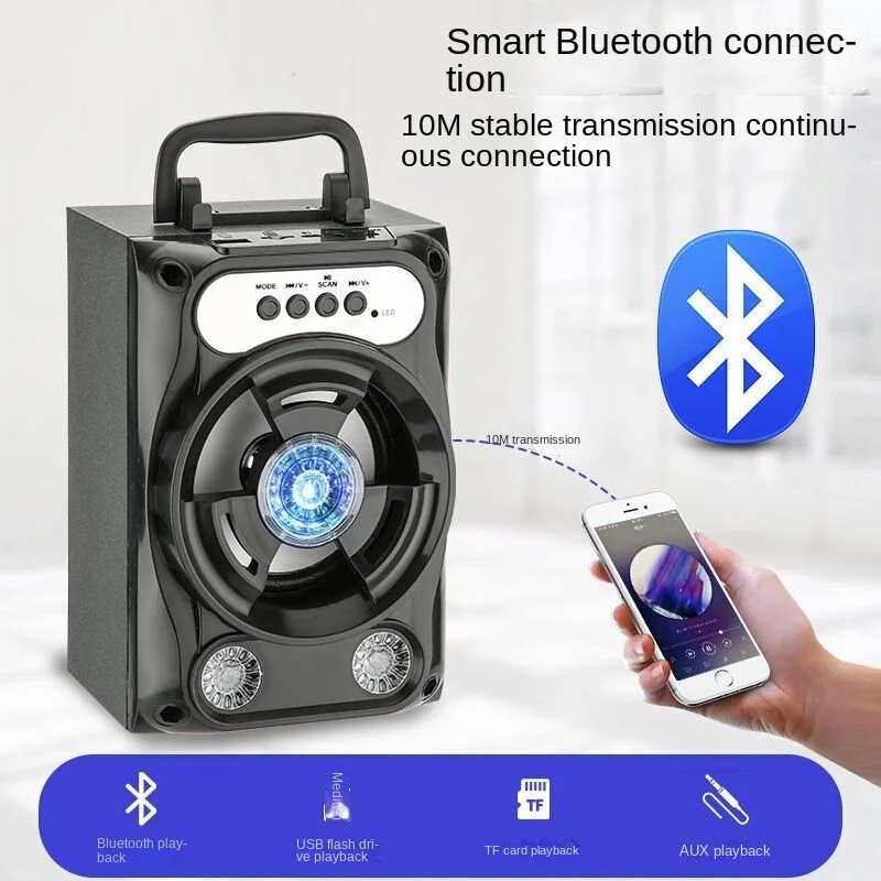 Altavoz Bluetooth 2023, Caja Portátil Para Exteriores, Altavoz Cuadrado Con Micrófono, Tarjeta De Canción K, Ordenador, Subwo