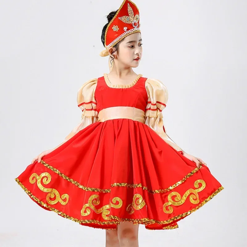 New Classical Elegant Russian National Dance Dress Adult Girl Kids Women Stage Performance Costume European Princess Stage Dress