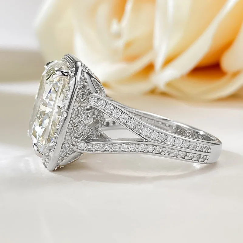 Square High Carbon Diamond s925 Silver Rings 13*13mm 5A Grade Big Stone Stunning Ring Fine Jewelry - view 5