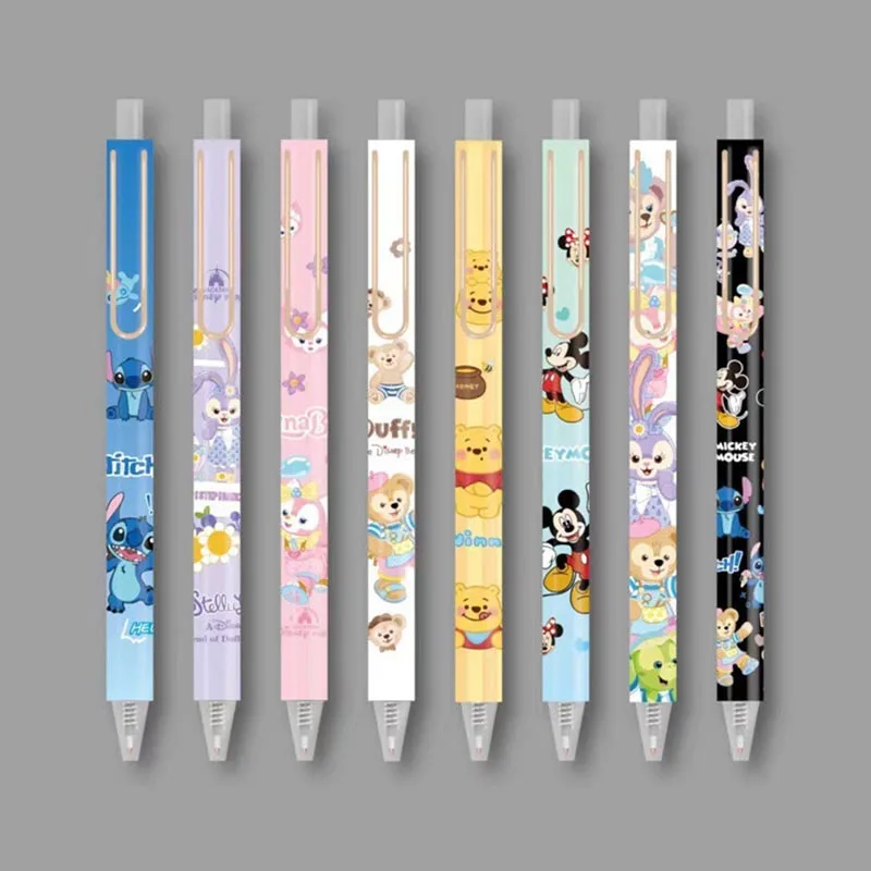 24st /lot disney bear pin druk gel pen kawaii 0.5mm zwarte inkt neutrale pen promotionele geschenken kantoor schoolspullen