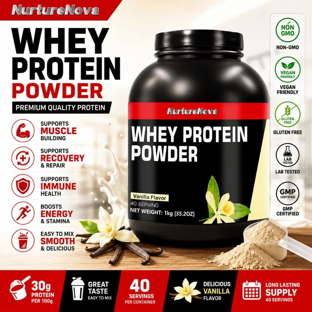 NurtureNova Whey Protein Powder 40 Servings, Protein Drink Mix for Adults, Chocolate Matcha Strawberry Flavor Daily Nutrition