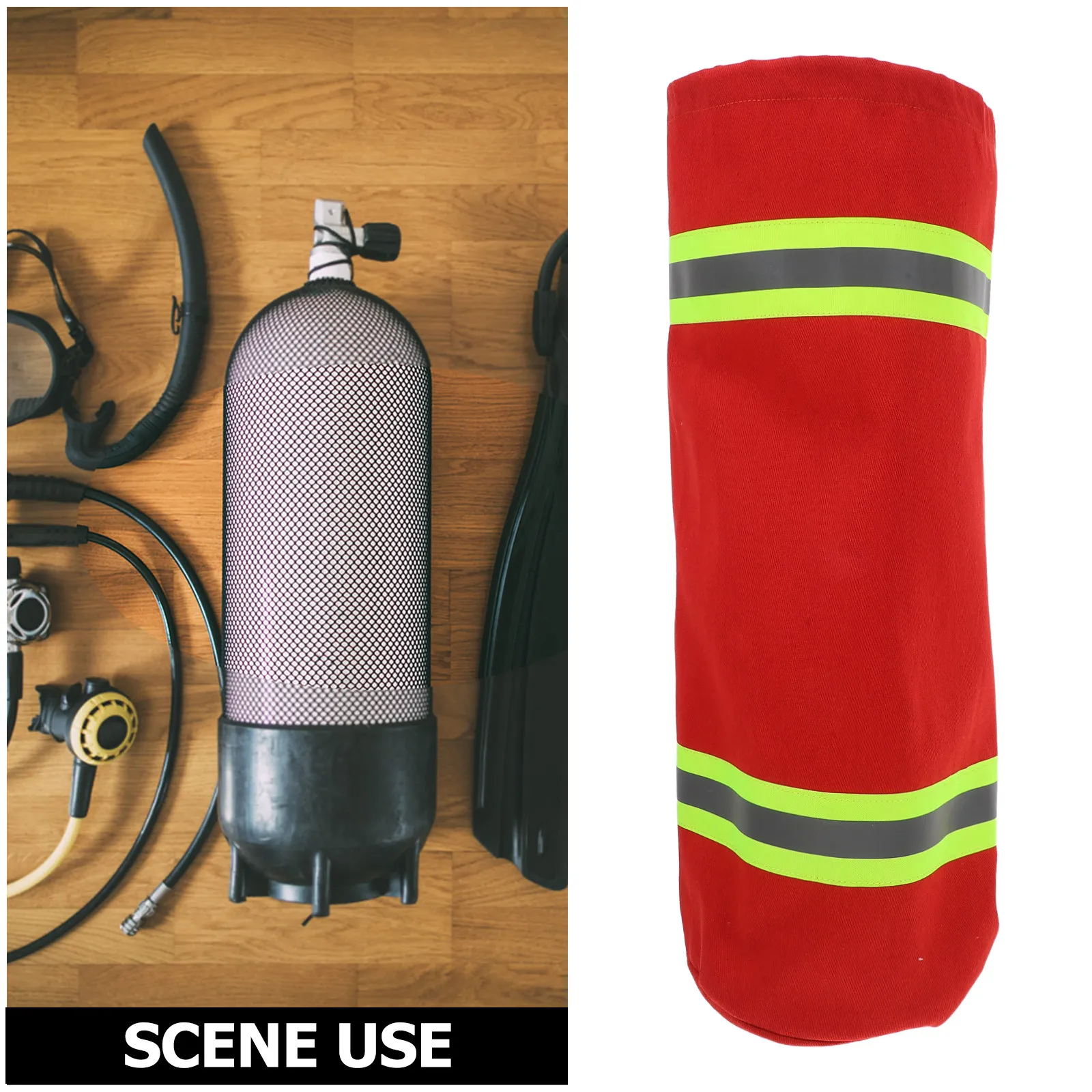 Heavy-Duty Air Breathing Tank Sleeve Flame Resistant Reflective Cover for 9L Fireproof Breathing Apparatus Cylinder Industrial