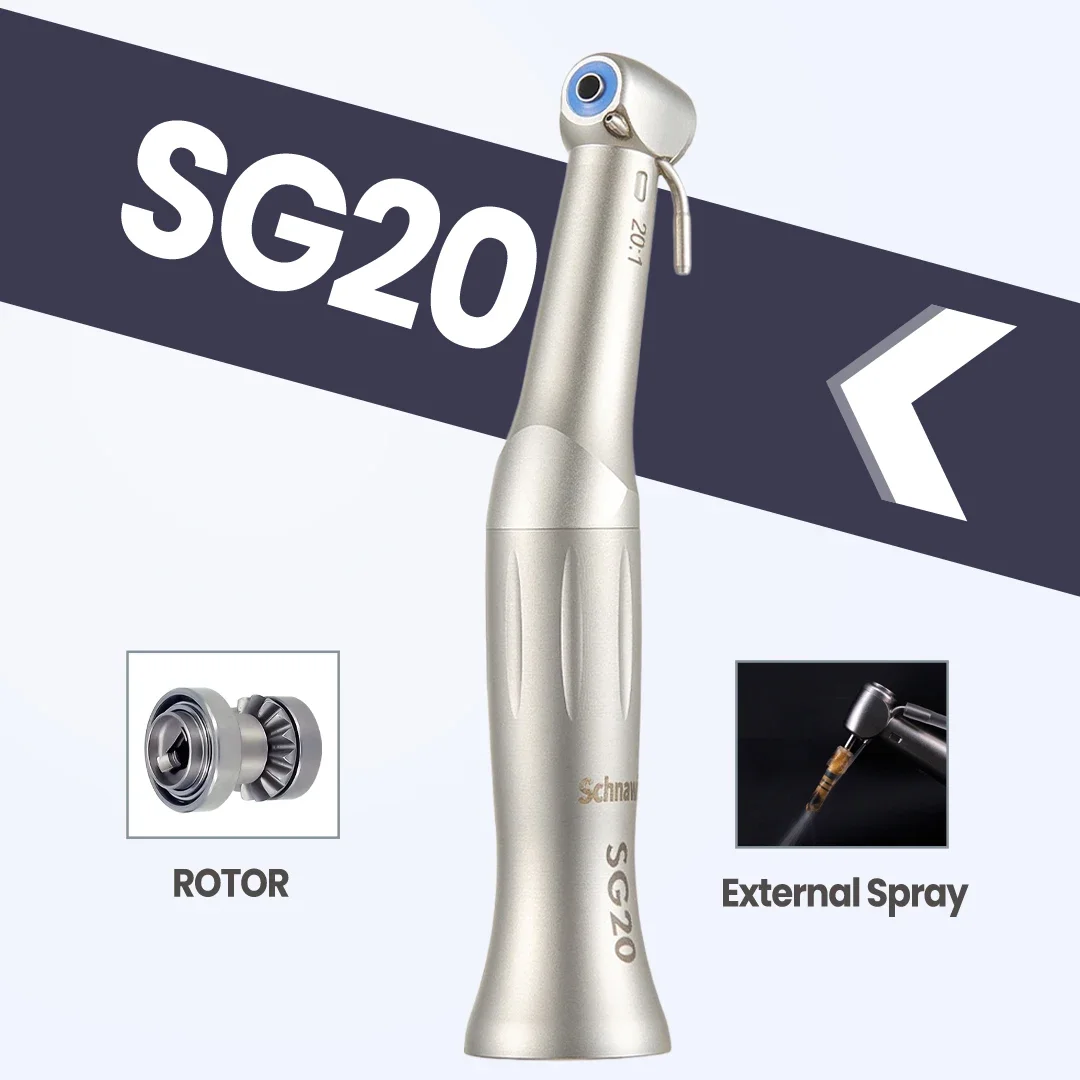 SG20 contraangulo Dental Low Speed Handpiece 20:1 Reduction Implant Surgery Contra Angle Handpiece Air Turbine