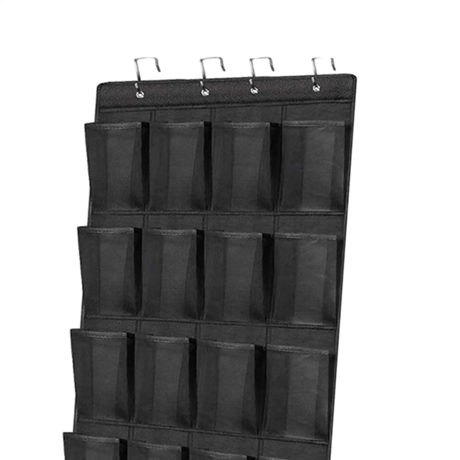 Over The Door Hanging Shoes Organizer 24 Large Mesh Pockets Bag Black