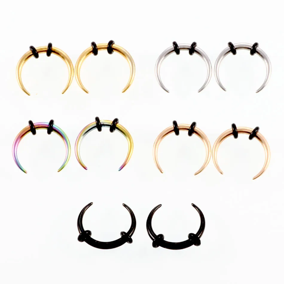 1pcs Surgical Steel OX Horn Vintage Nose Septum Hoop Rings Ear Septum Clicker Horseshoe Nose Ear Taper Piercing Body Jewelry