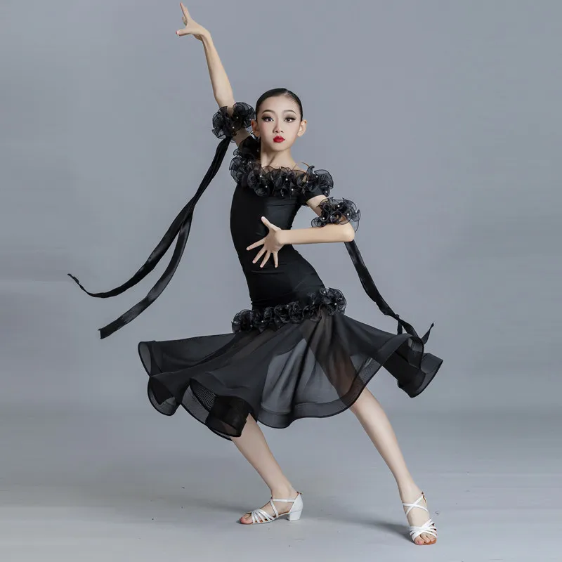 

Весенне-летняя одежда для современных танцев, профессиональная одежда для соревнований, юбка для бальных танцев, детская и женская танцевальная одежда