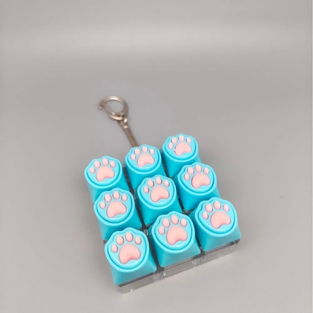 Cat Paw Button Cat Fidget Keychain Luminated Button Silent Keys Keycap Keychain Portable Design Creative Finger Keyboard Pendant