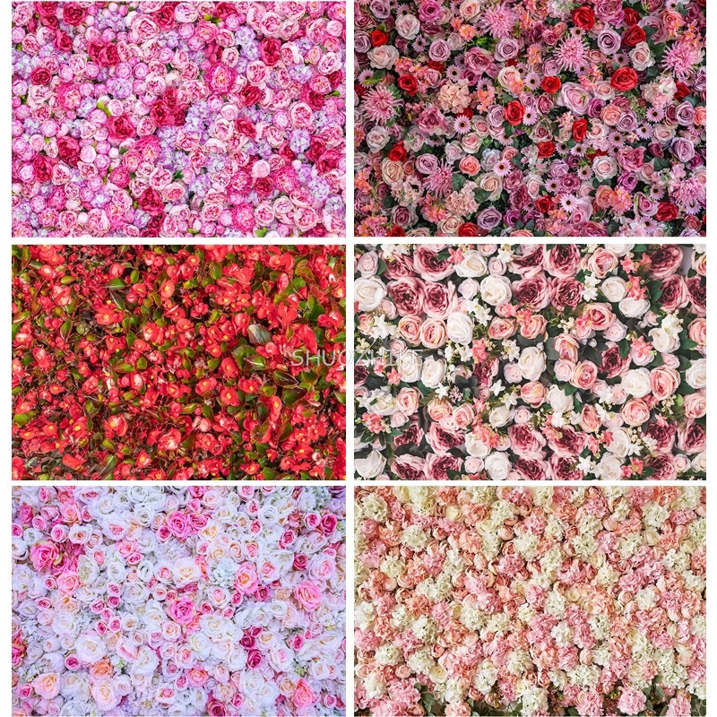 

SHUOZHIKE Happy Valentine's Day Photography Backdrops Romantic Flower Wall Roses Wedding Lover Photo Studio Background QM-02