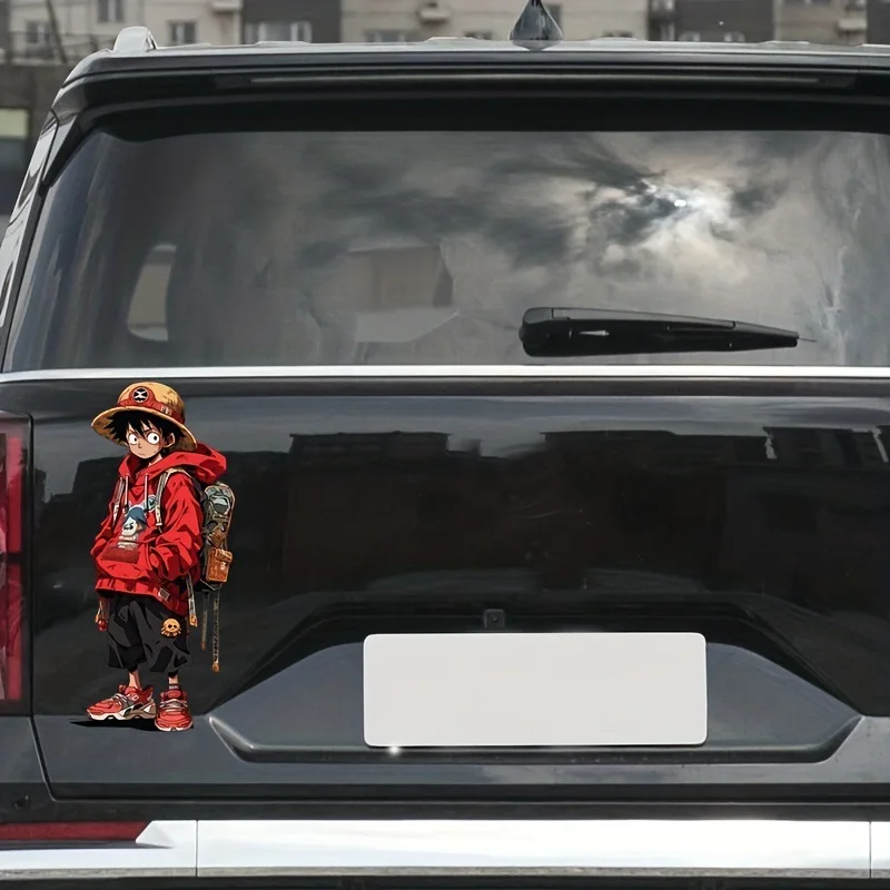 Uma peça luffy adesivos de carro anime dos desenhos animados adesivos de para-choque de carro auto scratch decalque farol decoração carros janela decalques de vinil