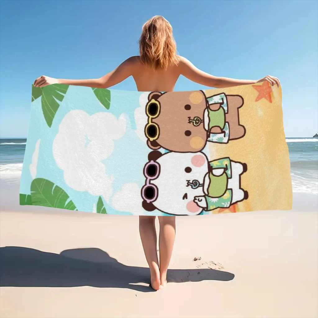 Quick Drying Beach Towels Panda Bear Hug Bubu Dudu Oversized 30x60inch Printing Towel Super Absorbent Pool Towel Blanket