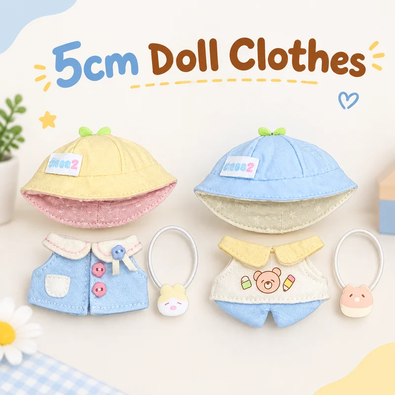 Doll Isle Union 5cm Cotton Doll Clothes Kindergarten Spring Outing Series Outfit Set Cute Animal Pattern Design