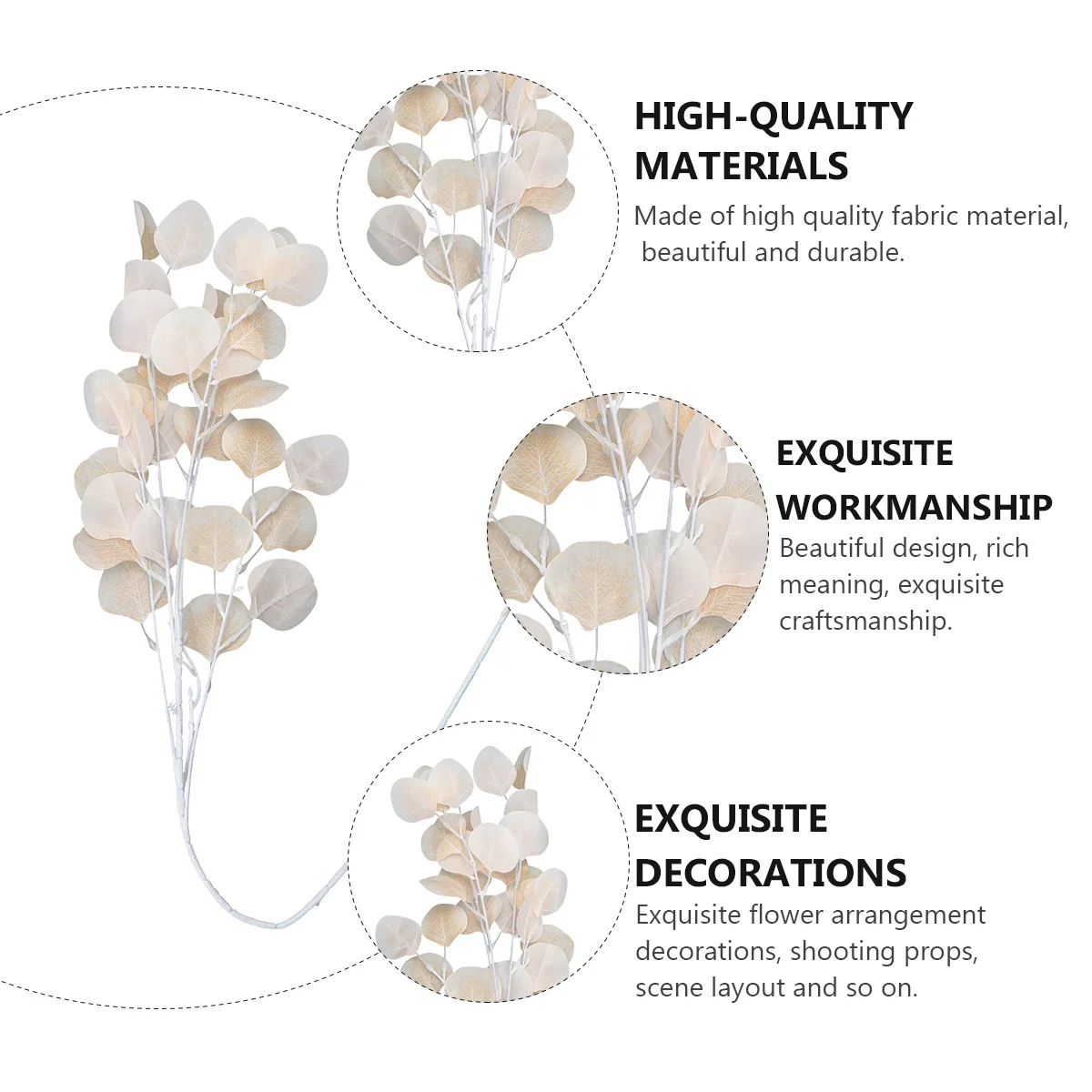 

2Pcs Lifelike Artificial Eucalyptus Leaves Branch Imitation Plant Home Wedding Dinner Party Flower Decor Gray Blue