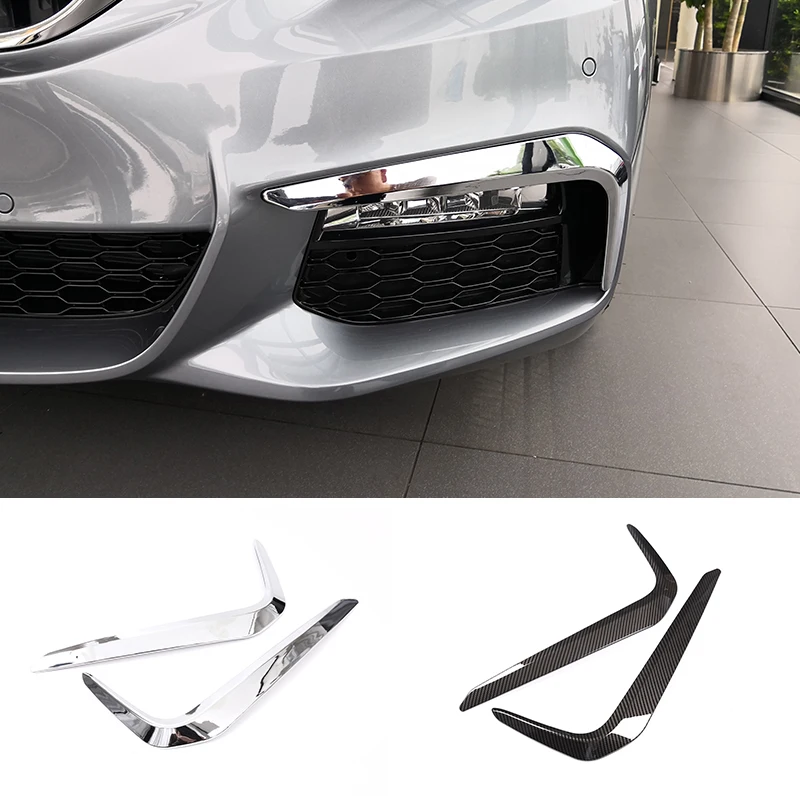 

ABS Carbon fiber/Bright Light Car Front Fog Decoration Strips Trim For BMW 5 Series G30 2018-20 Car Accessories（Sports version）