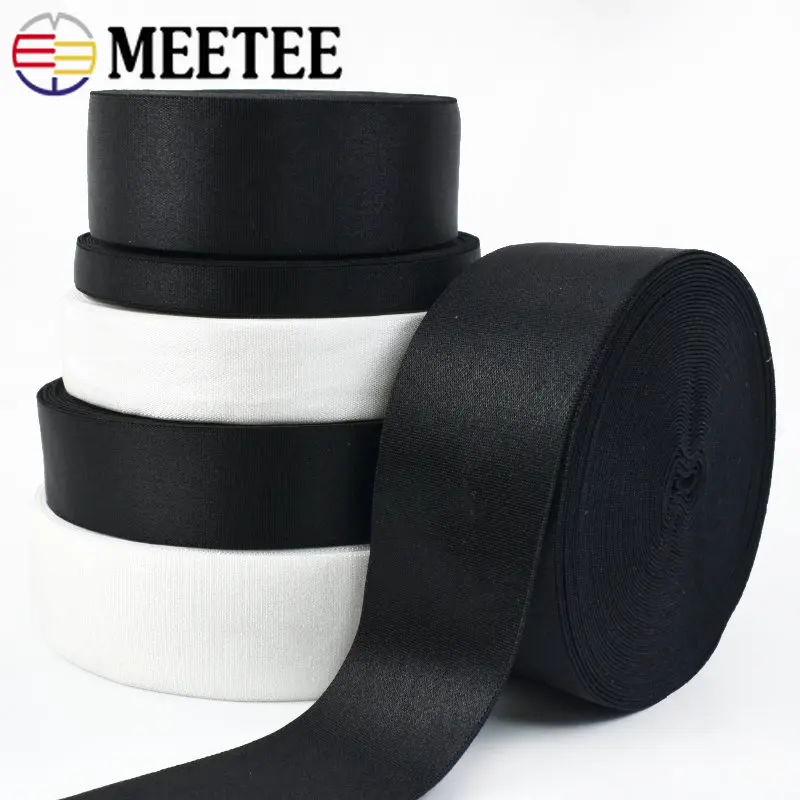 Meetee 10Meters 10-80mm Nylon Elastic Bands For Bra Underwear Shouder Strap Garment Decor Stretch Belt DIY Sewing Accessories