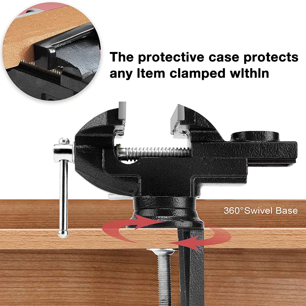 Imagem -02 - Multifunctional Bench Vise Jaw Width 360 Graus Swivel Ferro Fundido Tabletop Heavy Clamp Preto e Azul Randomly Shipped 10 mm 60 mm 70 mm