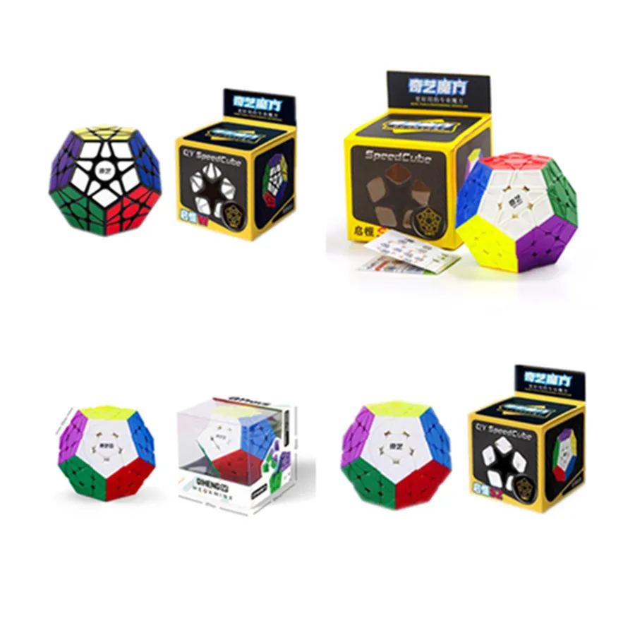 QiYi QiHeng 3x3 Megaminx シリーズブラック/ステッカーレス磁気マジックスピードキューブステッカーレスプロフェッショナルキューボ Magico パズルおもちゃ