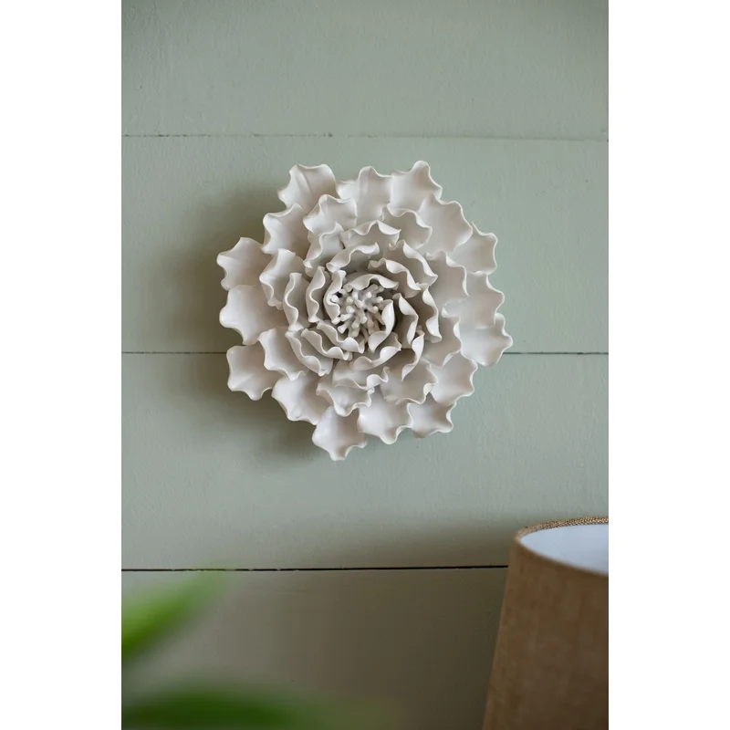 

Handmade Cream Ceramic Wall Flower Art Decor