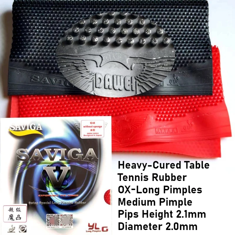 

SAVIGA OX Heavy-Cured Table Tennis Rubber Long Pimple Medium Pips Height 2.1mm Ping Pong Rubber for Anti-Arc Sinking Drift