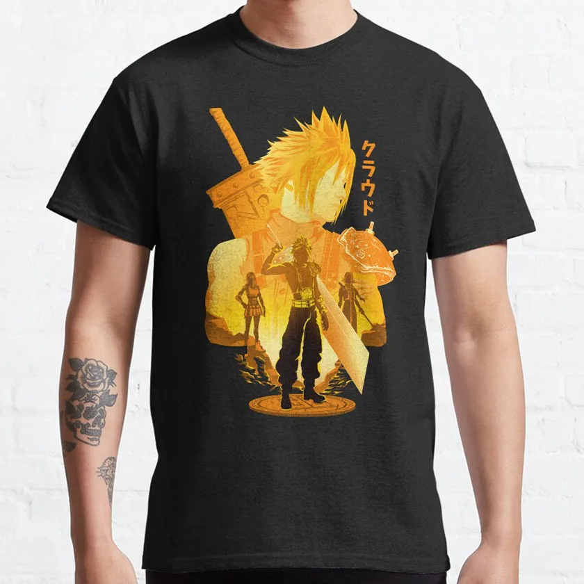 

Vintage video game Final Fantasy Cloud Vii Mercenary Soldier Cloud 100% cotton printed t shirt for men plus size men's clothing