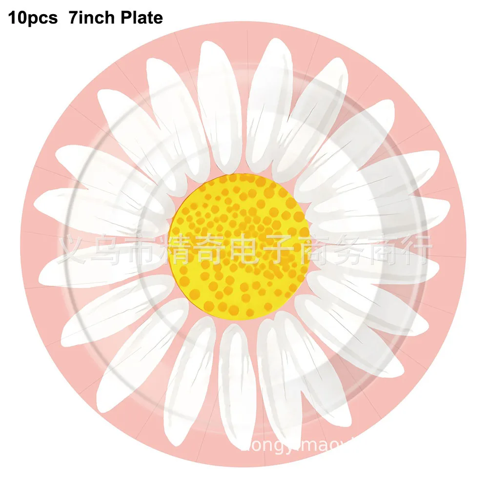 Gänseblümchen-Thema, Einweggeschirr, Blumen-Pappteller, Servietten, Tasse, Gänseblümchen-Blume, Kindergeburtstag, Party, Babyparty, Hochzeitsdekoration – Detail 7