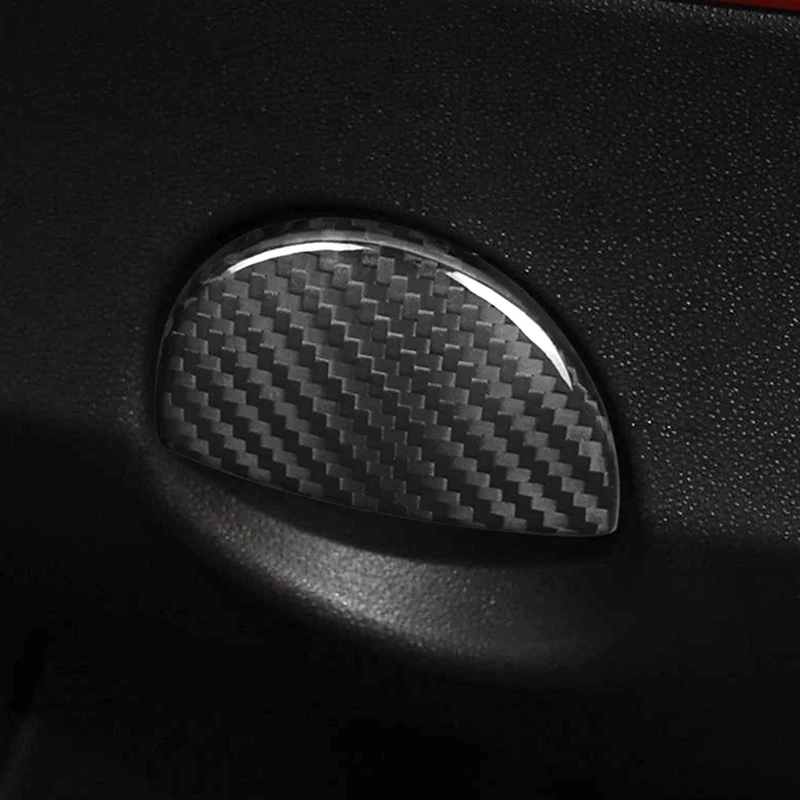 Real Hard Carbon Fiber Sticker For Fiat 500 2011-2015 Abarth 595 2016 2017 2018 2019 2020 2021 2022 2023 Glovebox Button Cover