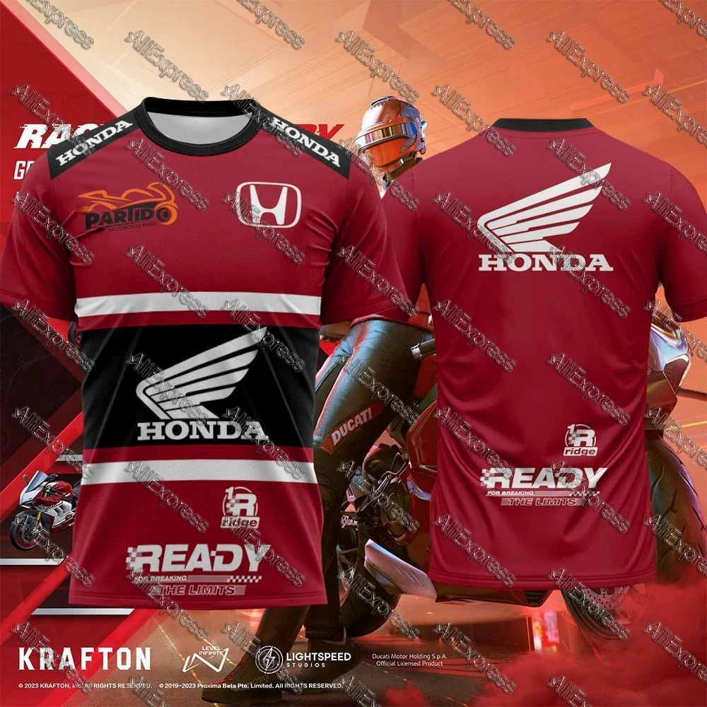 

MOTO2025 Hon Da Футболка для гонок на мотоциклах, мужская и женская дышащая быстросохнущая футболка для спорта на открытом воздухе с короткими рукавами для отдыха и велоспорта