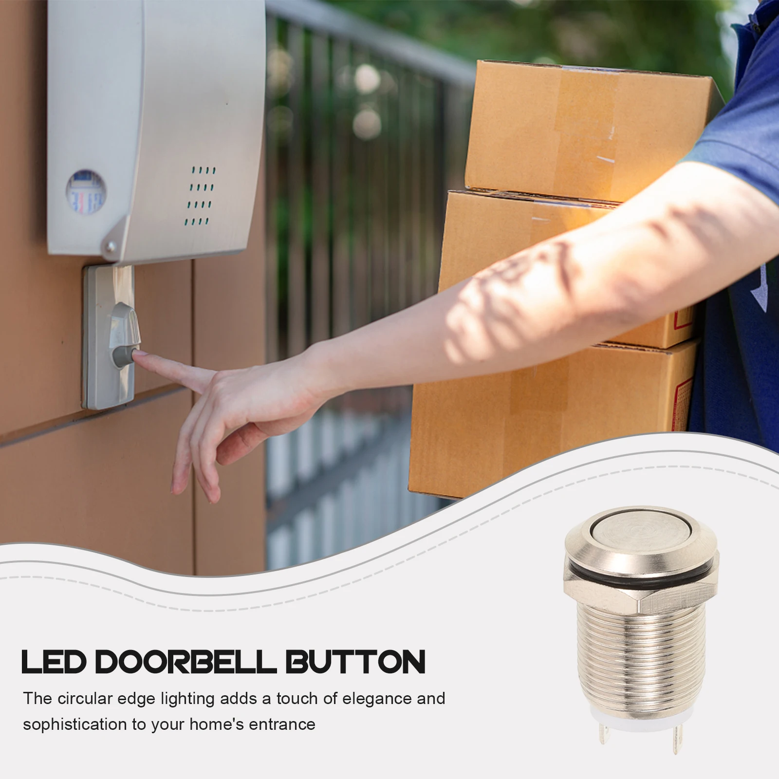 2 Pcs Doorbell Button Replacement Parts Round Push Doorbells Lighted LED Bronze Suite