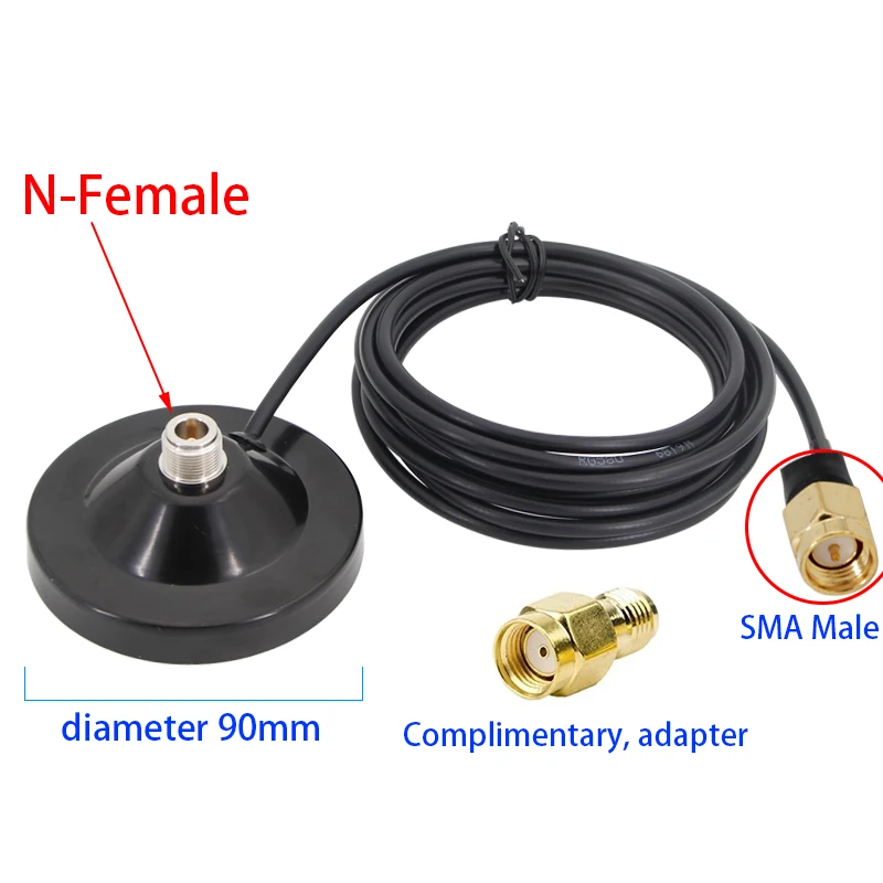 

N Female sucker SMA-Male Connector Outdoor Antenna 9CM Strong Magnetic Base Large Sucker 3Meter Long Range RG58 Extension Cable