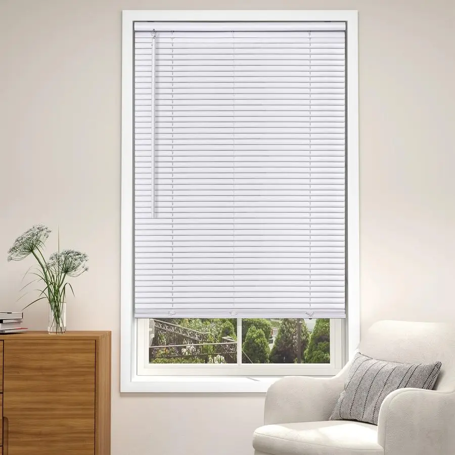 

Cordless White 1 Room Darkening Vinyl Mini Blinds, 30 W X 36 H Horizontal Window Blinds for Home, Cordless Shades for Indoor Win