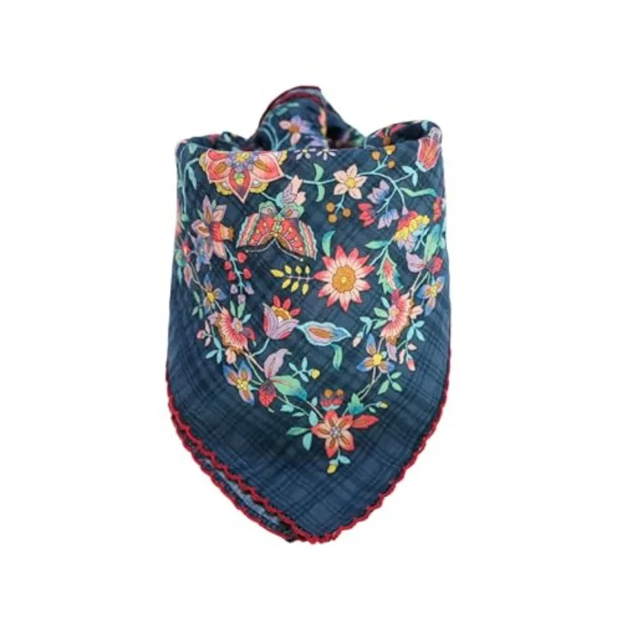 Soft Cotton and Viscose Bamboo Floral Bandanas, Hair wrapper, Headband, Handkerchief, Hair scarf, Neckerchief, 21"X21"