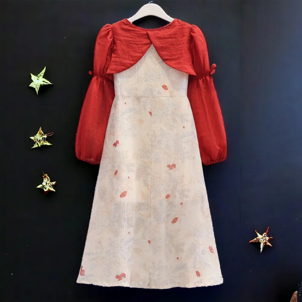 Baby Outfits Girls Lolita Dresses for Kids Floral Maxi Party Dress Long Sleeve Teenagers Children Vestidos 5 6 7 8 9 11 12 Years